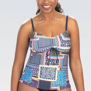 NEW Dolfin Aquashape Byzantine Tie-Front Tankini Swim Top M